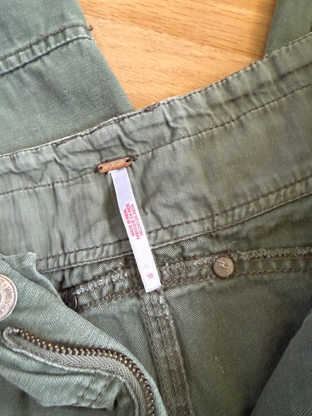 Free People Olive Green Cargo Trousers - Picture 2 of 7